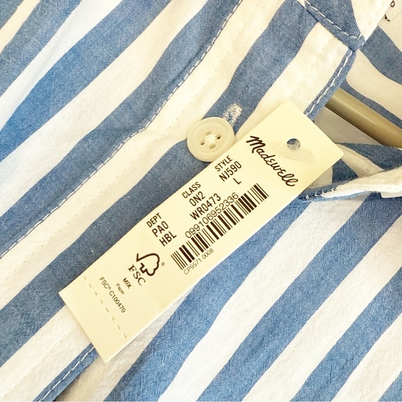 Madewell Size L Striped The Signature Poplin Oversized Shirt in pure blue NEW! - Picture 5 of 8